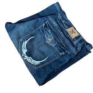 Reve Men’s Size 42‎ Wide Leg Skater Embroidered Jean Shorts 39x15 Flap Pockets